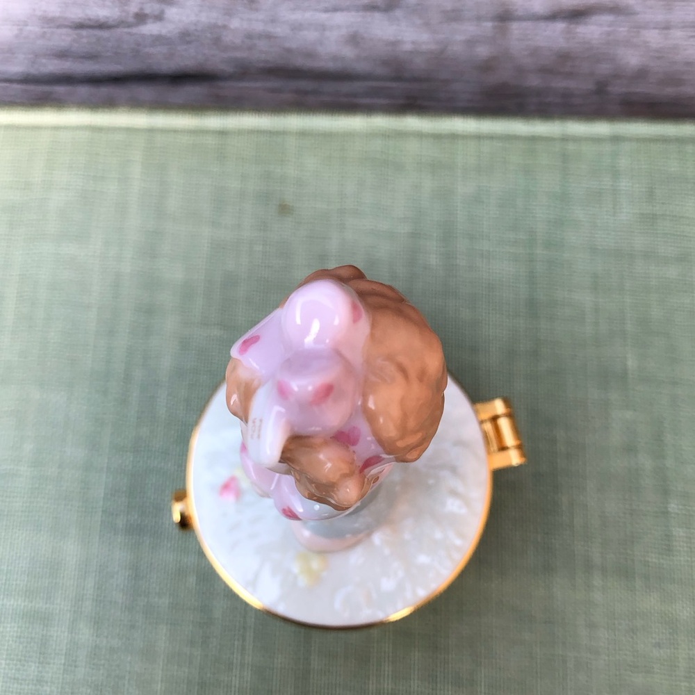 Precious Moments Pink and Gold Trinket Box tooth fairy Pill box Sad eyes Hinged - Picture 6 of 10